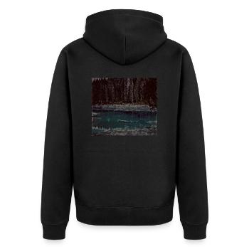 Design - Unisex Premium Bio Zip Hoodie - Schwarz - Hinten - Nico (187cm)