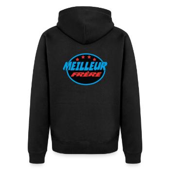 BEST BREST - Unisex Premium Organic Zip Hoodie - black - Back - Nico (187cm)