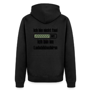 Gamer Sind nicht Faul! - Unisex Premium Bio Zip Hoodie - Schwarz - Hinten - Nico (187cm)