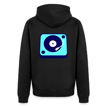 Mischpult Party DJ Vinyl Schallplatte Musik Liebe - Unisex Premium Bio Zip Hoodie - Schwarz - Hinten - Nico (187cm)