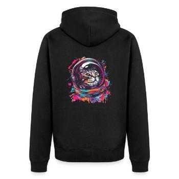 Katze mit Astronautenhelm Weltall Graffiti - Unisex Premium Bio Zip Hoodie - Schwarz - Hinten - Nico (187cm)