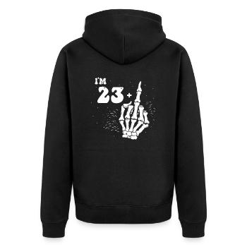 J’ai 23 ans et plus majeur - 24e anniversaire - Veste à capuche bio Premium Unisexe - noir - Dos - Nico (187cm)
