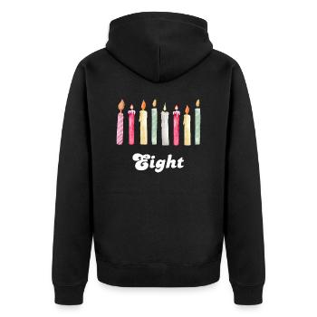 8e anniversaire bougie - Veste à capuche bio Premium Unisexe - noir - Dos - Nico (187cm)