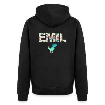 EMIL - Beautiful boy name with dinosaur - Unisex Premium Organic Zip Hoodie - black - Back - Nico (187cm)