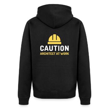 architekt at work - Unisex Premium Bio Zip Hoodie - Schwarz - Hinten - Nico (187cm)