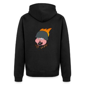 Helmut! - no war - Unisex Premium Bio Zip Hoodie - Schwarz - Hinten - Nico (187cm)