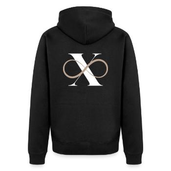 Infinite Letter x - Unisex Premium Organic Zip Hoodie - black - Back - Nico (187cm)