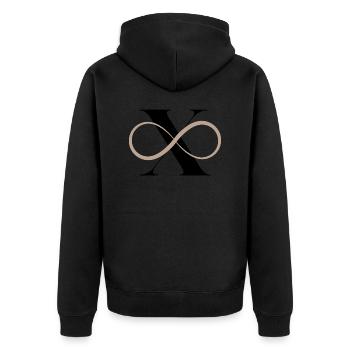 Infinite Letter x - Unisex Premium Organic Zip Hoodie - black - Back - Nico (187cm)