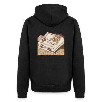 Vintage Spielekonsole - Unisex Premium Bio Zip Hoodie - Schwarz - Hinten - Nico (187cm)