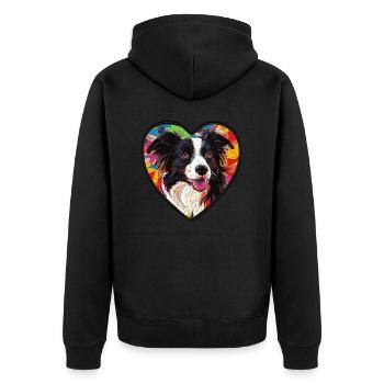 Border Collie Dog Heart Dog Love - Unisex Premium Organic Zip Hoodie - black - Back - Nico (187cm)