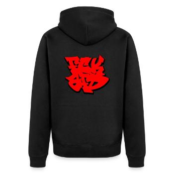 FCKAFD - Unisex Premium Bio Zip Hoodie - Schwarz - Hinten - Nico (187cm)