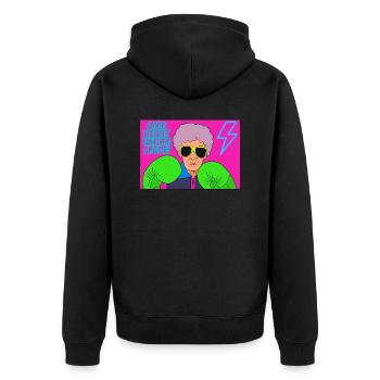 Fight! - Unisex Premium Bio Zip Hoodie - Schwarz - Hinten - Nico (187cm)