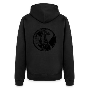 Reiten Pferd Mann Silhouette - Unisex Premium Bio Zip Hoodie - Schwarz - Hinten - Nico (187cm)