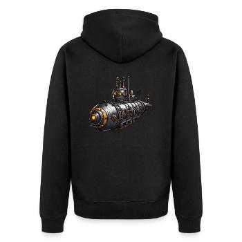 Steampunk submarine - Unisex Premium Organic Zip Hoodie - black - Back - Nico (187cm)