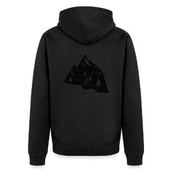 Mountainbike Sport Fahrrad - Unisex Premium Bio Zip Hoodie - Schwarz - Hinten - Nico (187cm)