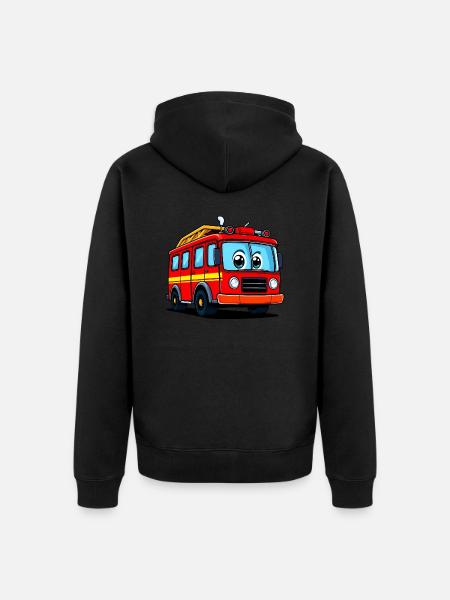 Verspielte Feuerwehrauto Comic-Illustration - Unisex Premium Bio Zip Hoodie - Schwarz