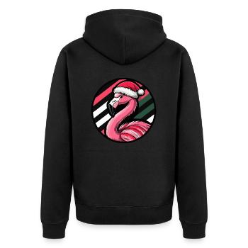 Flamingo Weihnachten Tier - Unisex Premium Bio Zip Hoodie - Schwarz - Hinten - Nico (187cm)