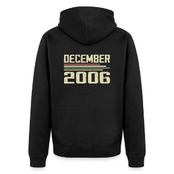December 2006 Vintage Vintage Retro Birthday - Unisex Premium Organic Zip Hoodie - black - Back - Nico (187cm)