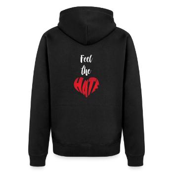 Fühle den Hass Stopp Hass Anti Hass - Unisex Premium Bio Zip Hoodie - Schwarz - Hinten - Nico (187cm)