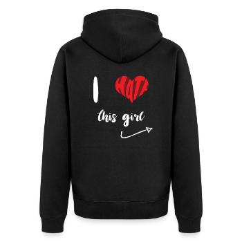 Hasse dieses Mädchen Stopp Hass Anti Hass - Unisex Premium Bio Zip Hoodie - Schwarz - Hinten - Nico (187cm)