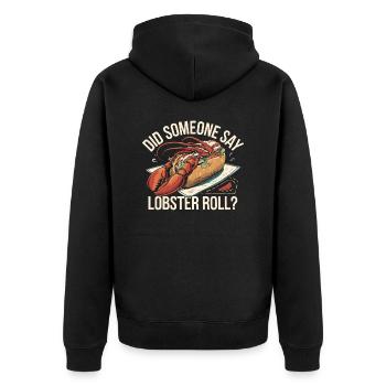 Essen trifft auf Stil - Unisex Premium Bio Zip Hoodie - Schwarz - Hinten - Nico (187cm)