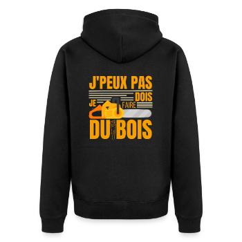 J'peux Pas Je Dois Faire Du Bois, Papa Forestier - Veste à capuche bio Premium Unisexe - noir - Dos - Nico (187cm)
