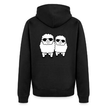 2 Sheep Sunglasses Party Sheep Team Friends - Unisex Premium Organic Zip Hoodie - black - Back - Nico (187cm)