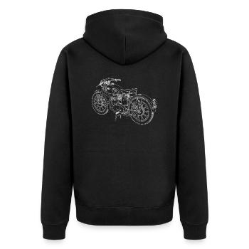 Motorrad Skizze - Unisex Premium Bio Zip Hoodie - Schwarz - Hinten - Nico (187cm)