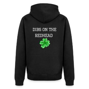 Dibs On The Redhead Funny St Patricks Day - Unisex Premium Organic Zip Hoodie - black - Back - Nico (187cm)