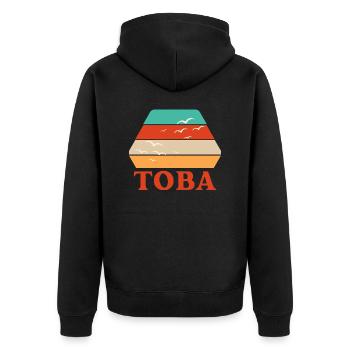 Toba, Indonesia - Unisex Premium Organic Zip Hoodie - black - Back - Nico (187cm)