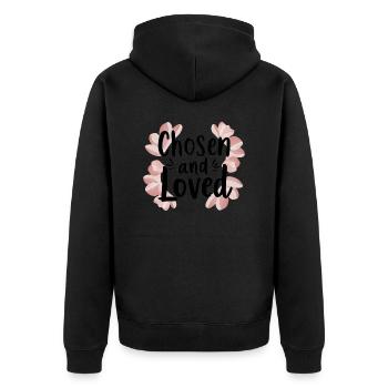 chosen and loved - Unisex Premium Bio Zip Hoodie - Schwarz - Hinten - Nico (187cm)