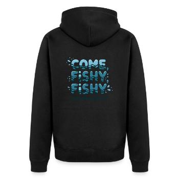come fishy fishy - Unisex Premium Organic Zip Hoodie - black - Back - Nico (187cm)