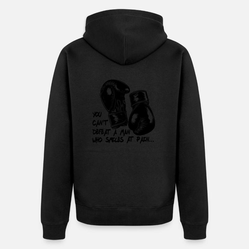 Gants de boxe Boxe - Sourires à la douleur - Veste à capuche bio Premium Unisexe - noir