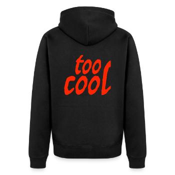 too cool - Unisex Premium Bio Zip Hoodie - Schwarz - Hinten - Nico (187cm)