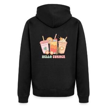 Sommer Vibes See Natur Flora Kunst Blumen Meer - Unisex Premium Bio Zip Hoodie - Schwarz - Hinten - Nico (187cm)