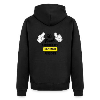 Jeune retraité - Veste à capuche bio Premium Unisexe - noir - Dos - Nico (187cm)