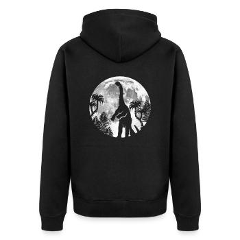 Dinosaur Moon - Dino (Longneck) Among Stars - Unisex Premium Organic Zip Hoodie - black - Back - Nico (187cm)