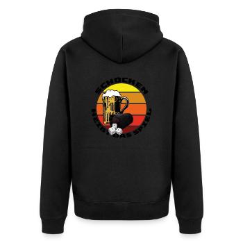 Schocken heißt das Spiel - Unisex Premium Bio Zip Hoodie - Schwarz - Hinten - Nico (187cm)