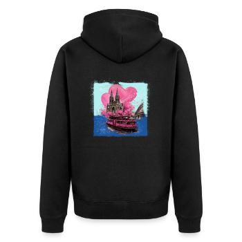 Cologne Cathedral,Cathedral,Cologne,Hearts,Painting,Pastel - Unisex Premium Organic Zip Hoodie - black - Back - Nico (187cm)