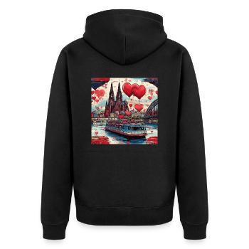 Cologne Cathedral,Cathedral,Cologne,Hearts,Painting,Pastel - Unisex Premium Organic Zip Hoodie - black - Back - Nico (187cm)