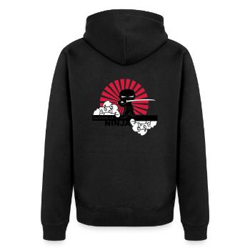 Ninja - Unisex Premium Bio Zip Hoodie - Schwarz - Hinten - Nico (187cm)