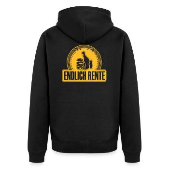 Endlich Rente Daumen hoch - Unisex Premium Bio Zip Hoodie - Schwarz - Hinten - Nico (187cm)