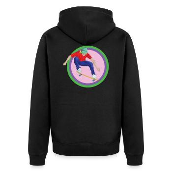 Skateboard Skater Halfpipe Stunt Backflip Board - Unisex Premium Organic Zip Hoodie - black - Back - Nico (187cm)