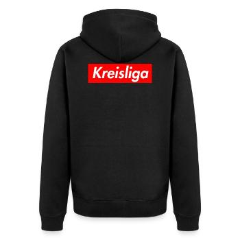 Kreisliga - Unisex Premium Organic Zip Hoodie - black - Back - Nico (187cm)