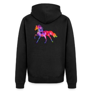 Pferd mit Herz - Unisex Premium Bio Zip Hoodie - Schwarz - Hinten - Nico (187cm)