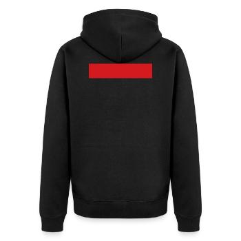 Red stripe - Unisex Premium Organic Zip Hoodie - black - Back - Nico (187cm)