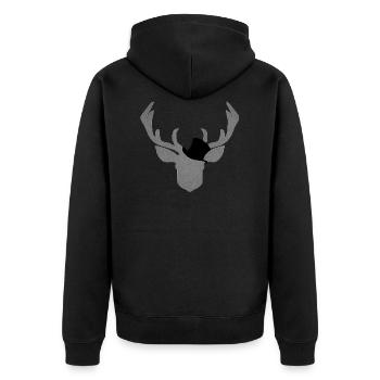 Cerf avec cylindre noir avec costume de texture - Veste à capuche bio Premium Unisexe - noir - Dos - Nico (187cm)