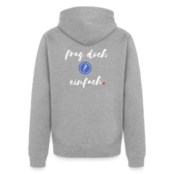 just ask - Unisex Premium Organic Zip Hoodie - heather grey - Back - Nico (187cm)