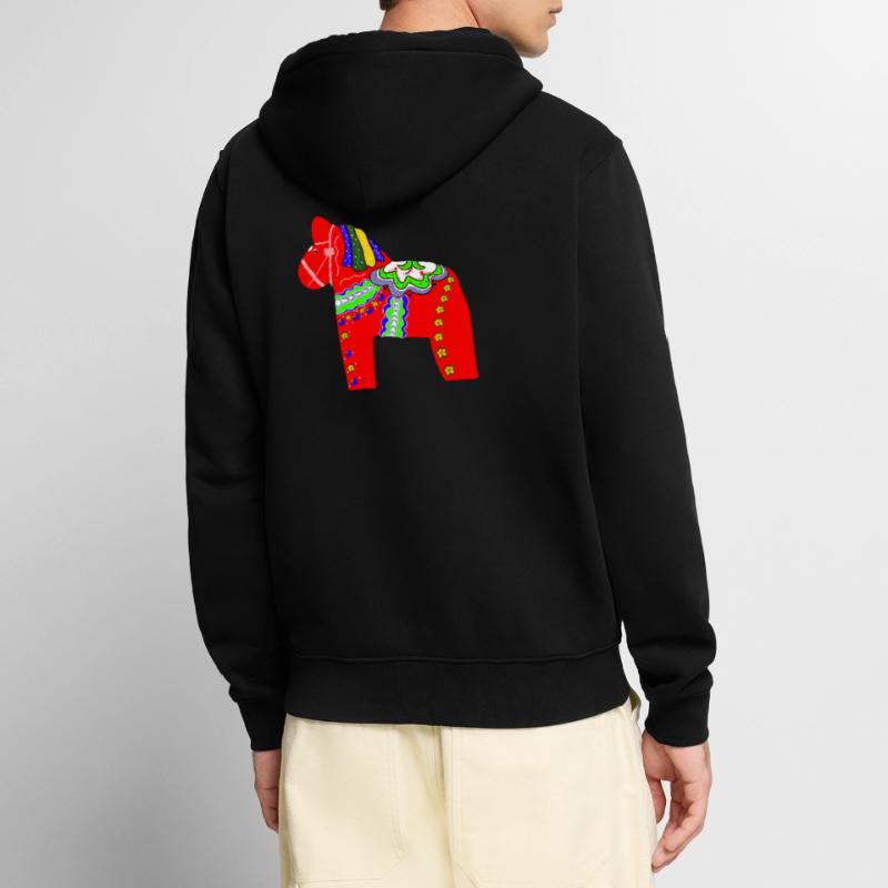 Dalapferd oder Dalahäst Unisex Premium Bio Zip Hoodie