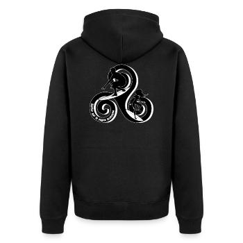 Surf the Breton wave - Unisex Premium Organic Zip Hoodie - black - Back - Nico (187cm)
